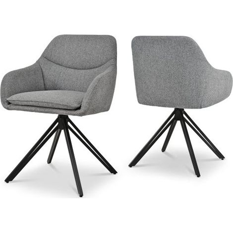 Bon Furni Tela Silla de comedor Gris Paloma, Set de 2, giratoria 360°, acolchada gruesa, ergonómica con reposabrazos