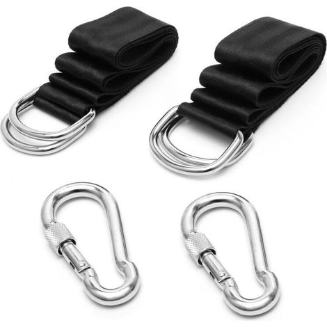 Swing Strap with Carabiner, Swing Suspension Kit, Hammock Swing Seat Straps and Clamps (1.5m) (1/5)