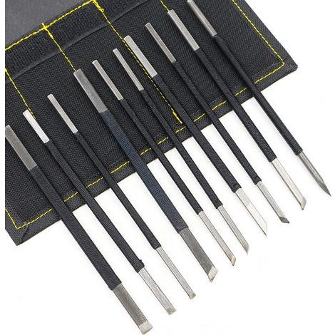 Outil de Sculpture sur Pierre Ligne Noire en Acier au Carbone Haute Ensemble de l'outil de Gravure,10PCS (1/5)