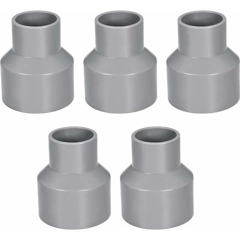50 mm x 32 mm PVC-Rohrreduzierstück, Kupplung, Muffenverbindung, DWV, Grau, 5 Stück