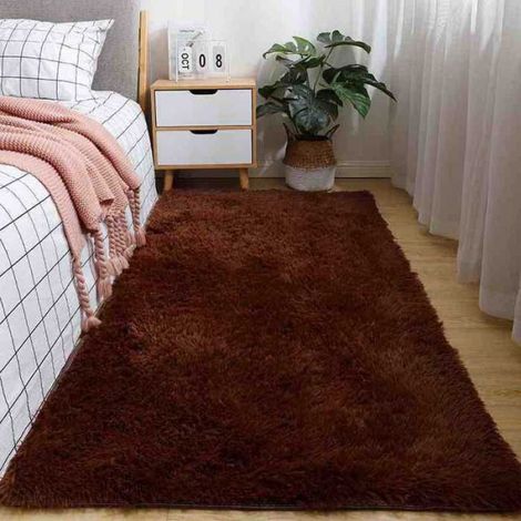 Tapis rectangulaire - - Marron foncé - Antidérapant - 60 x 120 cm - Lavable (1/2)