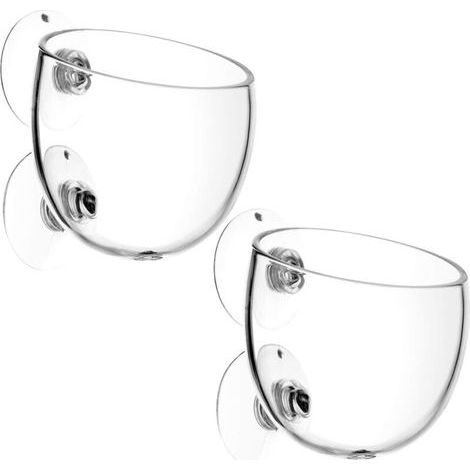 Lot de 2 pots en verre pour aquarium avec ventouses, accessoires de support pour plantes aquatiques et végétation aquatique variée (1/5)