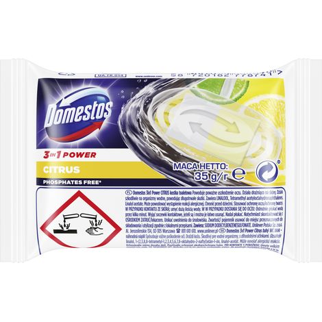 Recharge pour siège de toilette Domestos 3 en 1 Agrumes 35 g