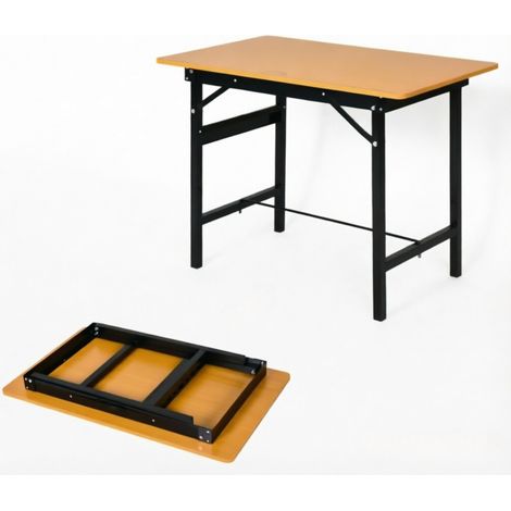 Banco de trabajo plegable multifuncional de MDF y metal, 100 x 60 x 75,5 cm, negro y amarillo (1/5)