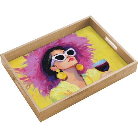 BANDEJA Mujer - Sombrero - Morado - Vino 40x30 cm