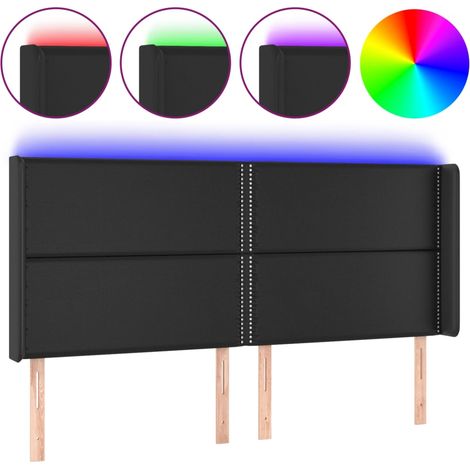 Maison Exclusive - Testiera a LED Nera 203x16x118/128 cm in Similpelle