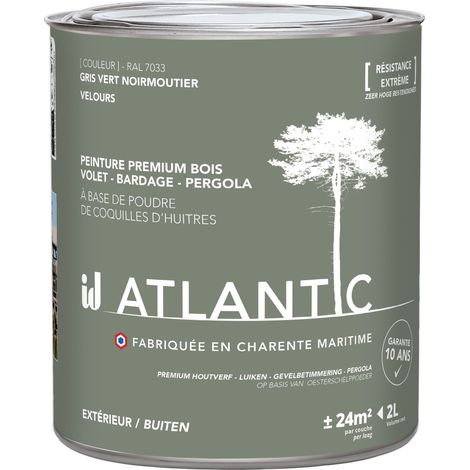 Peinture bois extérieurs - RAL 7033 Gris vert Noirmoutier - 2L - ATLANTIC (1/3)