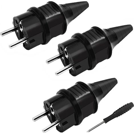 Prise électrique mâle 250V 16A, étanche IP44, pour connexion mise à la terre, lot de 3, 1 jeu