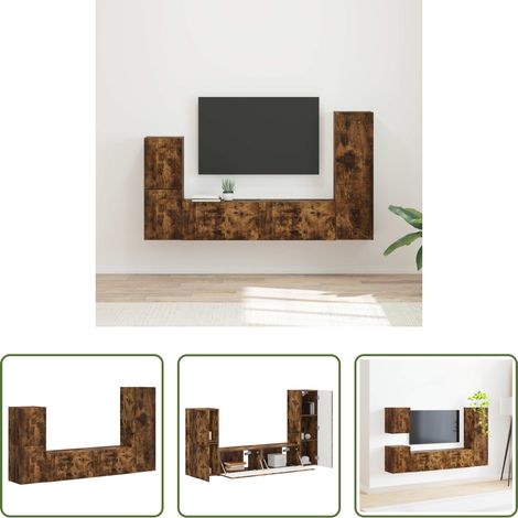 vidaXL Wohnzimmermöbel - TV-Schrankset 4 pcs Geräucherte Eiche Holzwerkstoff (1/5)