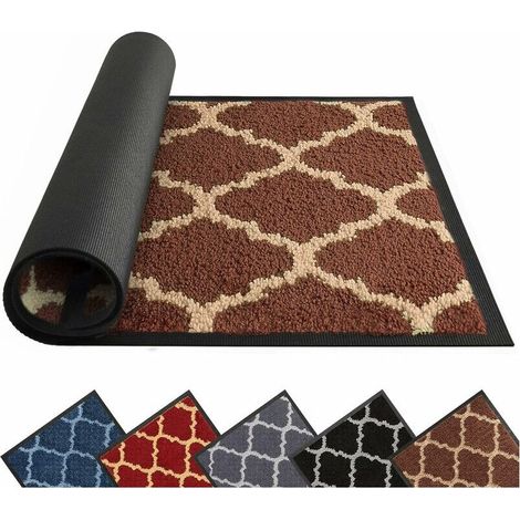 Paillasson d'intérieur 40 x 60 cm, tapis noir, tapis de barrière lavable, tapis de porte d'entrée super absorbant, paillasson en caoutchouc antidérapant, tapis d'entrée robuste anti-sali (1/5)