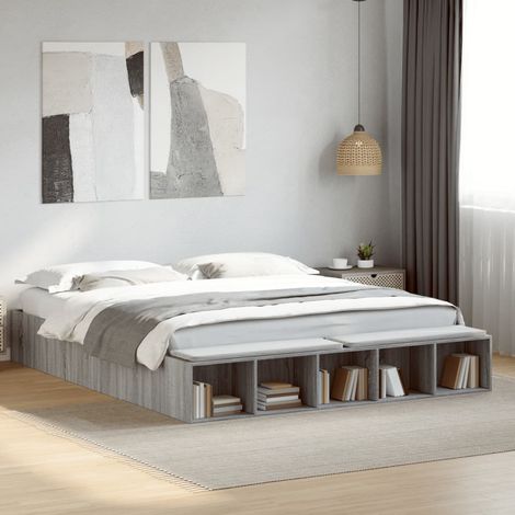vidaXL Giroletto Grigio Sonoma 200x200 cm in Legno Multistrato