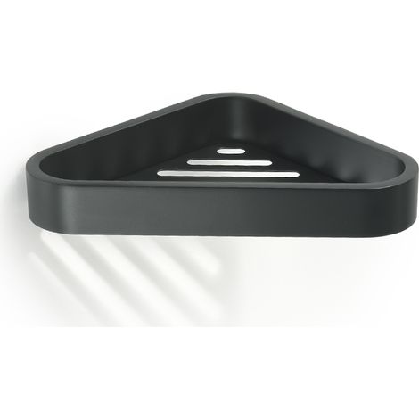 Portaoggetti angolare per doccia da muro in ottone, acciaio inox AISI 304 e Cromall 3283 Gedy serie OUTLINE Nero Opaco