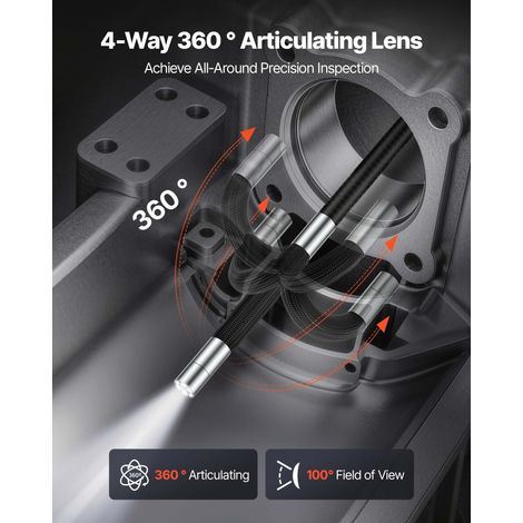 Caméra Endoscopique 360° 4 Voies Endoscope 1080p Caméra Inspection pour Canalisation Automobile, avec Éclairage, Sonde IP67 8 mm, É… (1/5)