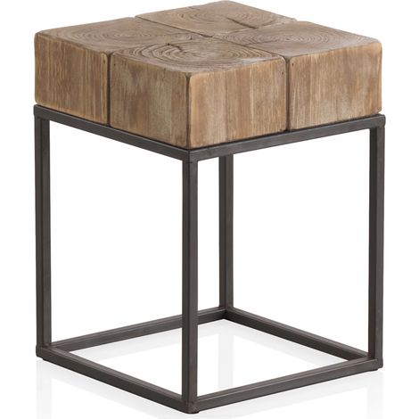 Tabouret en bois avec pieds en métal (1/2)