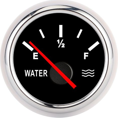Jauge de niveau d'eau liquide 2 po, précision élevée, universel pour bateau, camion, camping-car - Cadran noir, cadre argenté (1/5)