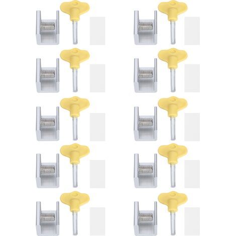 10 ensembles de serrure de porte et de fenêtre coulissante en aluminium, serrure de sécurité de fenêtre coulissante Bouchon de verrouillage de sécurité à glissière en alliage d'aluminium avec clés (1/5)