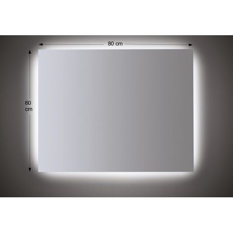 Espejo de pared con iluminación LED 80x60 cm grosor 4 mm (1/2)