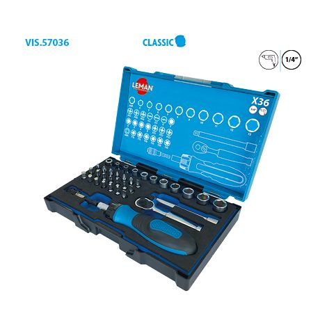 Coffret de douilles 1/4" avec embouts 36 pièces Leman (1/2)