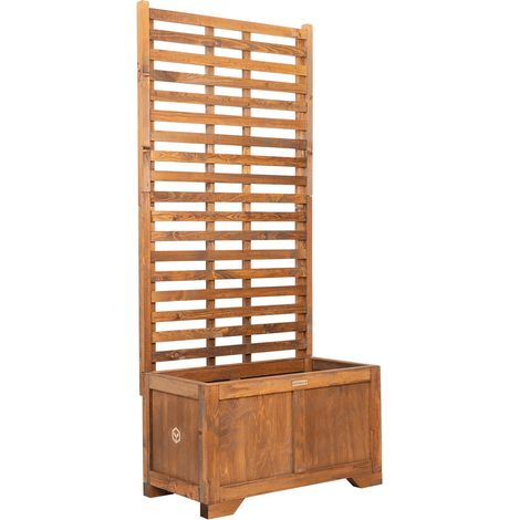 Maceta Pérgola Vintage 80x42x180 cm - Maceta de madera con escalera para balcón, terraza, jardín, 120 L - Pérgola de madera para plantas trepadoras, hiedra - Separador de espacios, color palo de rosa (1/5)