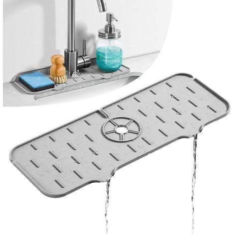 Tapis anti-éclaboussures en silicone pour évier de cuisine, gris (1/5)