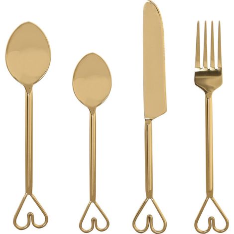 Cuberteria Set 16 Inox 4,5X1,5X21 Corazon Dorado (1/5)