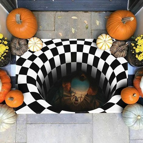 Paillasson d'Halloween Couverture antidérapante, crâne citrouille fantôme effrayant tapis pour porche, paillasson de bienvenue, entrée de maison, automne décoratif intérieur extérieur tapis d'entrée ( (1/5)