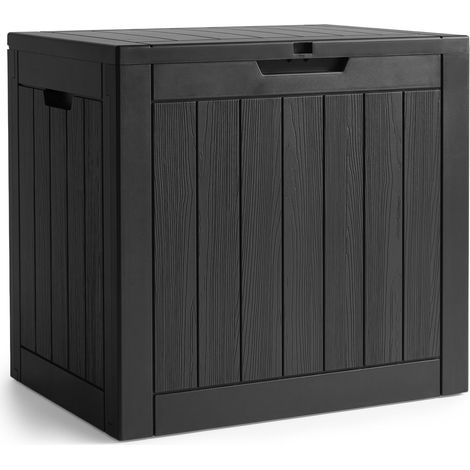 Arcón de jardín impermeable 117L contenedor exterior balcón terraza plástico polipropileno negro (1/5)
