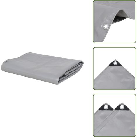 Bâche 650 g / m² 5 x 6 m Gris - Couverture Imperméable - Bâche De Protection - Bâche Extérieure - Bâche Robuste - Bâche Multifonctionnelle