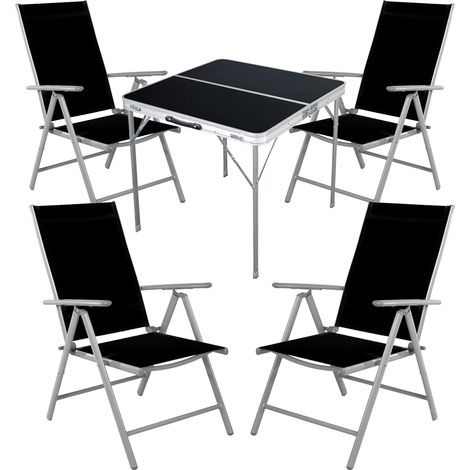 5-teiliges Campingmöbel Set 80x80x70cm schwarz-MMC330883B+4xMMC5000S (1/4)