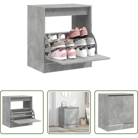vidaXL Betonfarbe - Schuhschrank Betongrau 60x42x69 cm Holzwerkstoff (1/5)