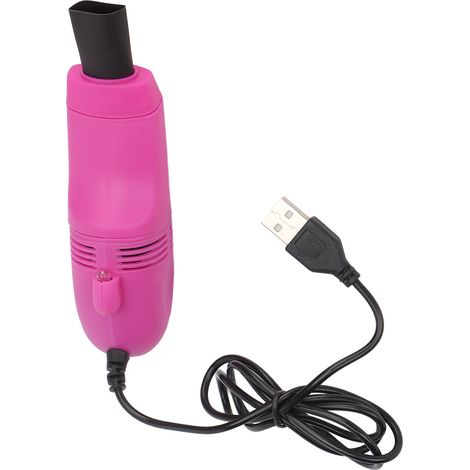 Clavier Mini Aspirateur Portable Puissant USB pour Ordinateur, Nettoyage Nail Art, Rouge Rose, Main Étanche (1/5)