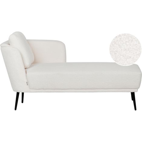 Chaise longue estilo retro con cojín muebles de sala de estar de bouclé blanco crema izquierdo Artheze