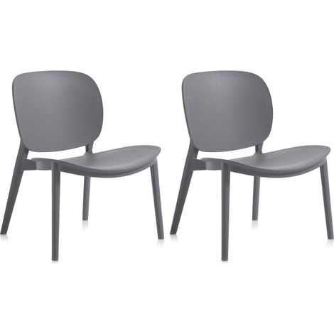 Set 2 Sedie 58x48,5x71 cm in Polipropilene Grigio (1/3)