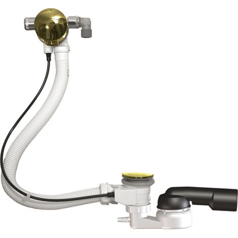 Colonna vasca automatica, presa d'acqua incorporata 3/4', sifone HL500-6/4', cavo Bowden 60cm, parti a vista ottonate