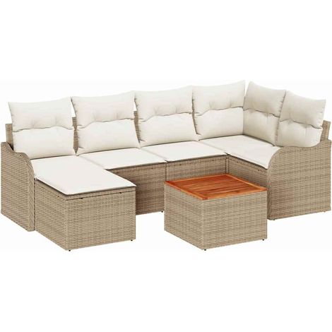 Garden Sofa Set 7 pcs Beige Poly Rattan vidaXL (1/5)