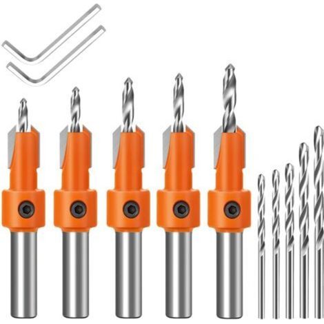 15 Pièces Jeu de Foret Fraise,2.8/3/3.2/3.5/4mm, Foret à Fraiser Bois, avec Clé Hexagonale Réglable HSS (1/5)