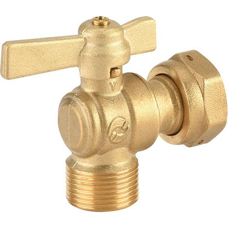 Vanne et robinet laiton - Robinet compteur équerre - écrou tournant - Manette laiton - MM 3/4''-1/2'' de Sferaco