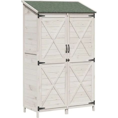 Chalet de jardin blanc, 106 x 56 x 176,5 cm, bois d'ingénierie (1/5)