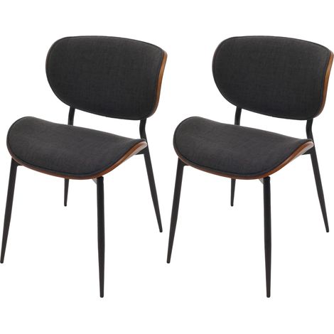 Lot de 2 chaises de salle à manger HWC-O45 bois courbé Tissu (370g/m2) ko-Tex MVG-certifié - aspect noyer gris foncé (1/2)