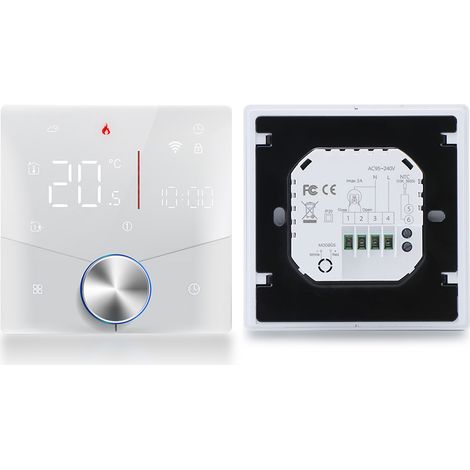 Thermostat WiFi intelligent, commande vocale numérique, bouton de contrôle de température Programmable hebdomadaire avec couleur de lumière variable (1/5)