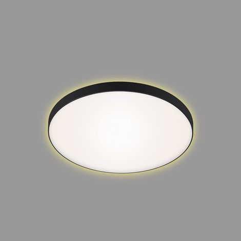 Plafonnier LED avec lumière indirecte, couleur de lumière blanc chaud, 18 watts, 1850 lumens, plafonnier LED, lampe de salon, lampe de chambre, lampe de cuisine, 35,5x6,5 cm, noir (1/5)