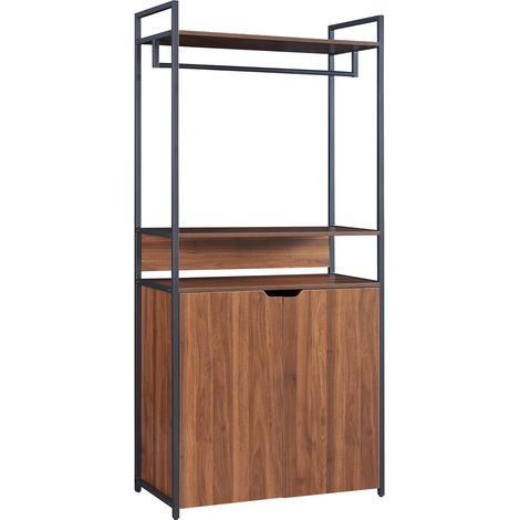 Portant à vêtements portemanteau porte-vêtements penderie dressing ouvert avec armoire 180 x 84 x 40 cm noir effet noyer