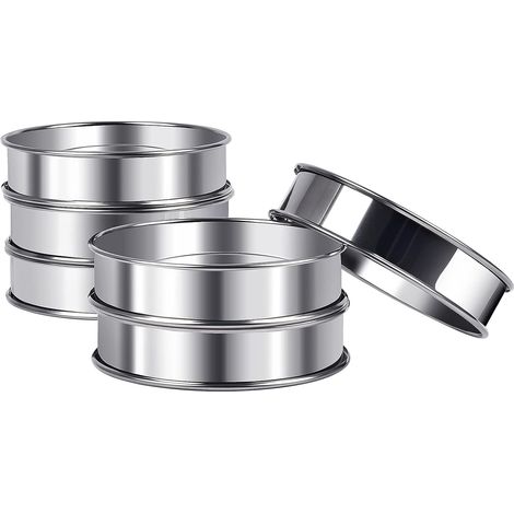 6 PCS Cercle Patisserie, Acier Inoxydable, Antiadhésif, 8,5x2,5cm, Pour Muffins, Gâteaux (1/5)