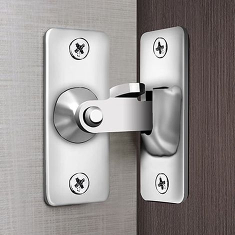 Serrure de porte de sécurité en acier inoxydable, couleur argent, angle de 90°, pour une installation domestique et un usage quotidien.-AquaForge (1/5)