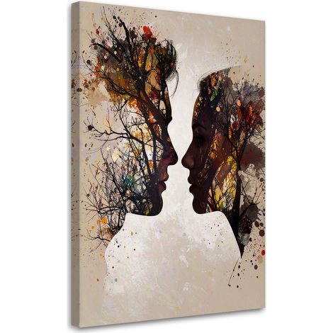 Image sur Toile, Couple d'amoureux amour arbres,20x30 (1/4)