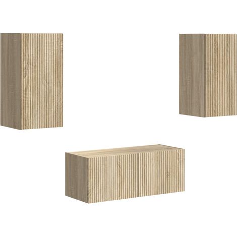 vidaXL Conjunto de mueble de TV Montaje en la pared 6 pcs Roble Sonoma (1/5)