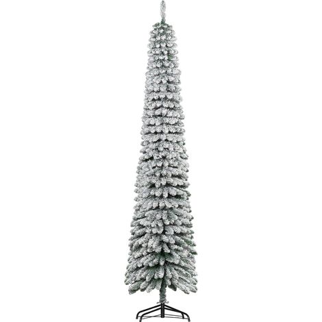 HOMCOM árbol de navidad estrecho 240 cm, árbol de navidad artificial nevado con 603 ramas y soporte de metal plegable, para salón, interior, verde (1/5)