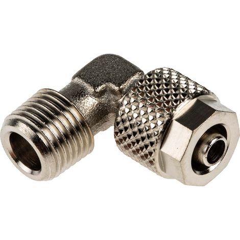 Adaptateur fileté coudé RS PRO 1100 vers Enfichable 6 mm R 1/8 Mâle ( Prix pour Paquet de 5 ) (1/2)