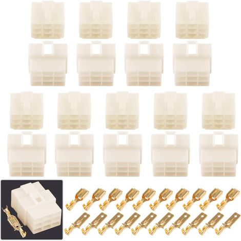 Lot de 200 connecteurs électriques de 6,3 mm 9 broches mâle femelle et bornes pour moto, vélo, voiture, bateau (10 lots de 6,3 mm, 9P) (1/5)
