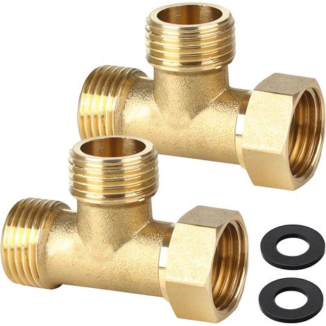 Lot de 2 Raccords en T en Laiton 1/2" - AGxAGxIG DN15 à 3 Voies - Pour Climatisation et Plomberie (1/5)